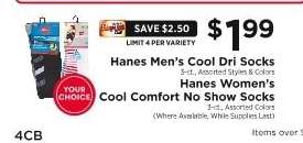 Hanes Men's Cool Dri Socks / Hanes Women's Cool Comfort No Show Socks