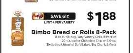 Bimbo Bread or Rolls 8-Pack