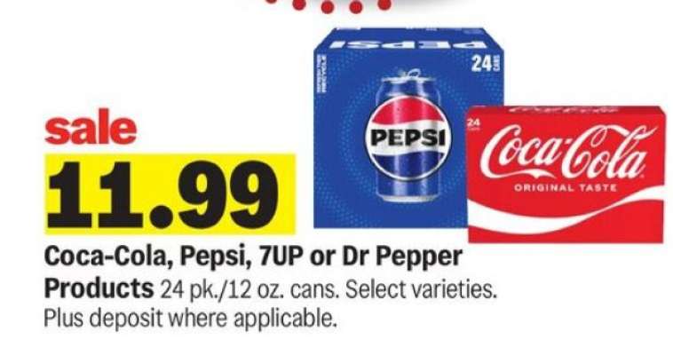 Coca-Cola, Pepsi, 7UP or Dr Pepper Products*