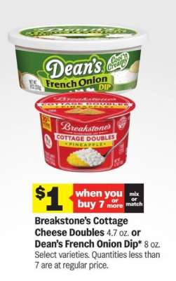 Breakstone’s Cottage Cheese Doubles or Dean’s French Onion Dip