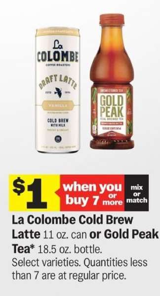 La Colombe Cold Brew Latte or Gold Peak Tea