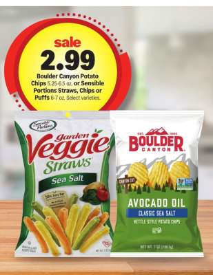 Boulder Canyon Potato Chips or Sensible Portions Straws, Chips or Puffs
