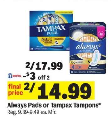 Always Pads or Tampax Tampons