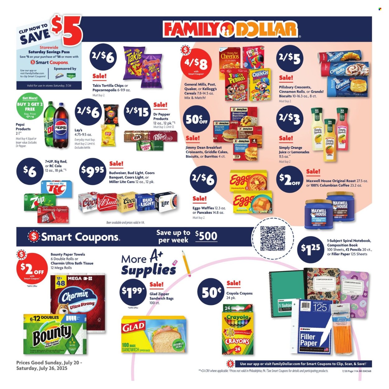 Family Dollar ad - 07/20/2025 - 07/26/2025. Page 1