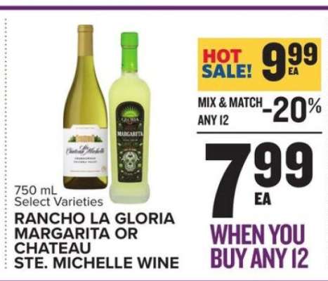 Rancho La Gloria Margarita or Chateau Ste. Michelle Wine