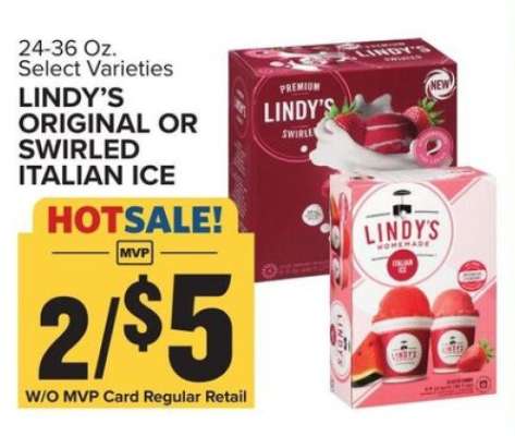 LINDY’S ORIGINAL OR SWIRLED ITALIAN ICE