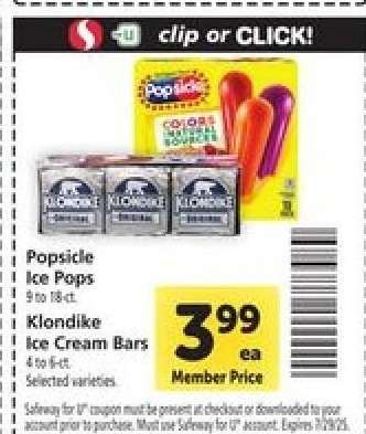 Popsicle Ice Pops / Klondike Ice Cream Bars