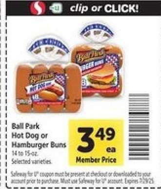 Ball Park Hot Dog or Hamburger Buns