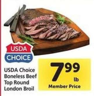 USDA Choice Boneless Beef Top Round London Broil