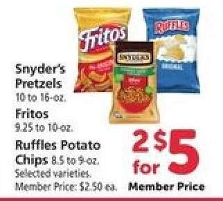 Snyder's Pretzels, Fritos, Ruffles Potato Chips