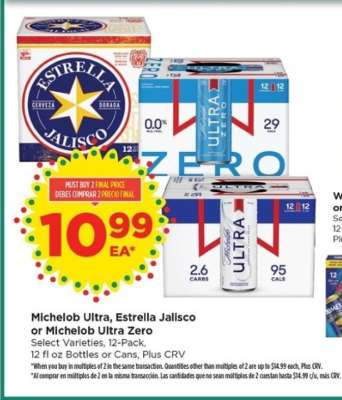 Michelob Ultra, Estrella Jalisco or Michelob Ultra Zero