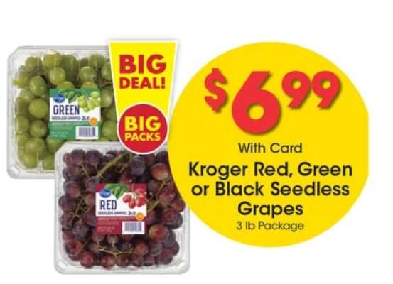 Kroger Red, Green or Black Seedless Grapes