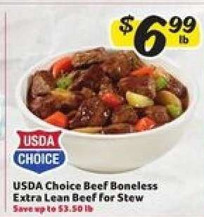 USDA Choice Beef Boneless Extra Lean Beef for Stew