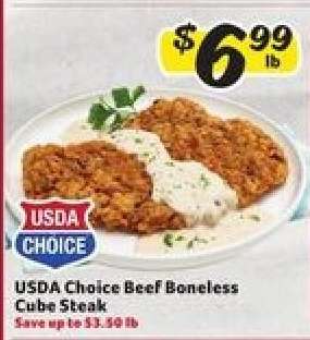 USDA Choice Beef Boneless Cube Steak