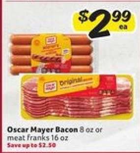Oscar Mayer Bacon or Meat Franks