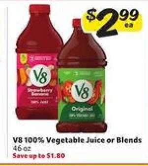 V8 100% Vegetable Juice or Blends