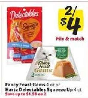 Fancy Feast Gems or Hartz Delectables Squeeze Up