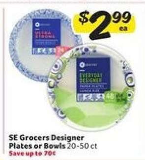 SE Grocers Designer Plates or Bowls
