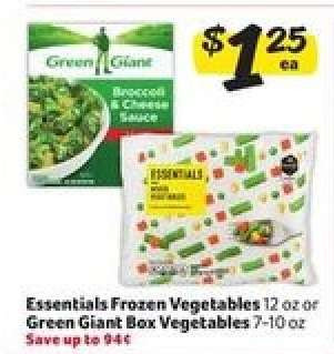 Essentials Frozen Vegetables or Green Giant Box Vegetables