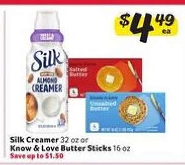 Silk Creamer or Know & Love Butter Sticks