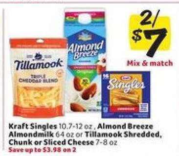 Kraft Singles, Almond Breeze Almondmilk, Tillamook Cheese