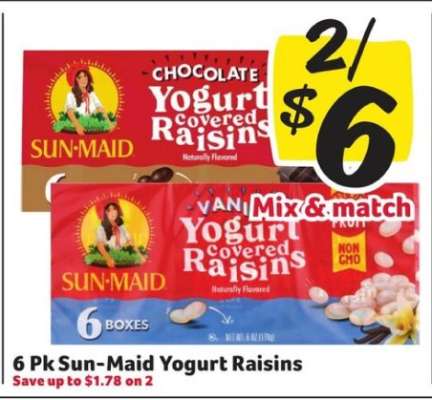 6 Pk Sun-Maid Yogurt Raisins