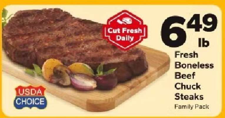 Fresh Boneless Beef Chuck Steaks