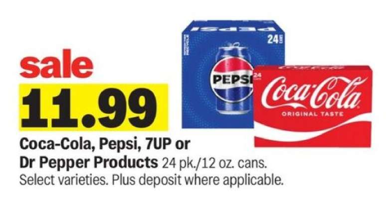 Coca-Cola, Pepsi, 7UP or Dr Pepper Products*