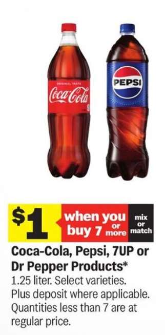 Coca-Cola, Pepsi, 7UP or Dr Pepper Products*