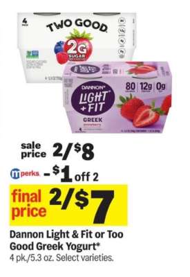 Dannon Light & Fit or Too Good Greek Yogurt