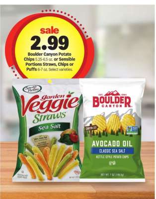 Boulder Canyon Potato Chips or Sensible Portions Straws, Chips or Puffs