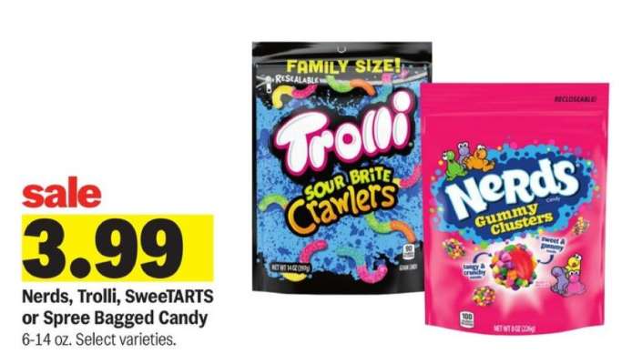 Nerds, Trolli, SweeTARTS or Spree Bagged Candy