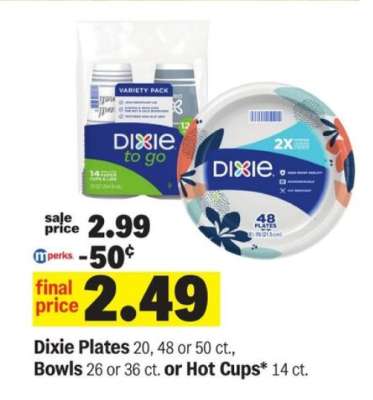 Dixie Plates, Bowls or Hot Cups