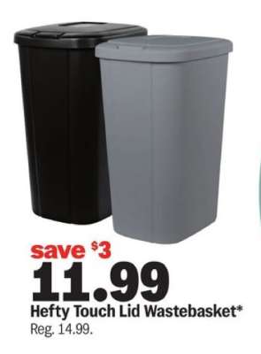 Hefty Touch Lid Wastebasket