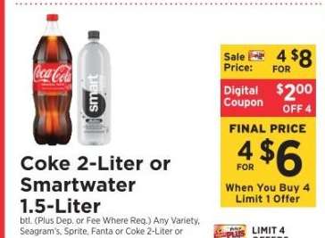 Coke 2-Liter or Smartwater 1.5-Liter