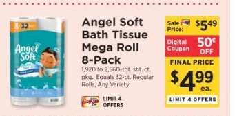 Angel Soft Bath Tissue Mega Roll 8-Pack