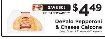 DePalo Pepperoni & Cheese Calzone