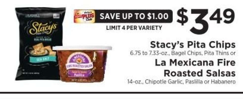 Stacy's Pita Chips or La Mexicana Fire Roasted Salsas