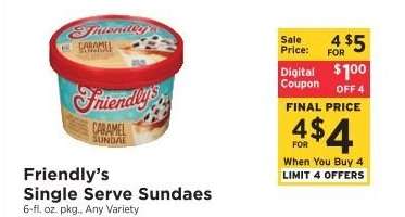 Friendly's Single Serve Sundaes