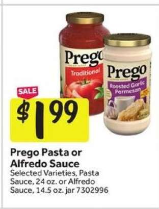 Prego Pasta or Alfredo Sauce
