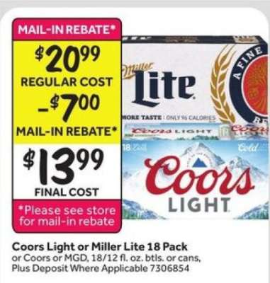 Coors Light or Miller Lite 18 Pack