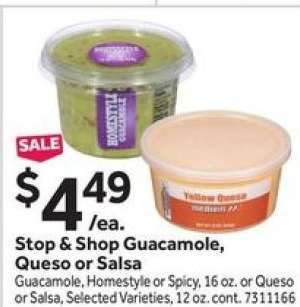 Stop & Shop Guacamole, Queso or Salsa