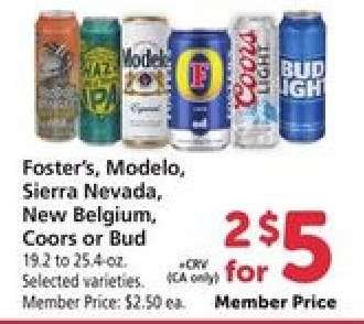 Foster's, Modelo, Sierra Nevada, New Belgium, Coors or Bud