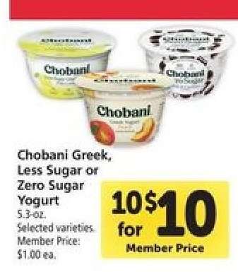 Chobani Greek, Less Sugar or Zero Sugar Yogurt