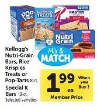 Kellogg's Nutri-Grain Bars, Rice Krispies Treats or Pop-Tarts