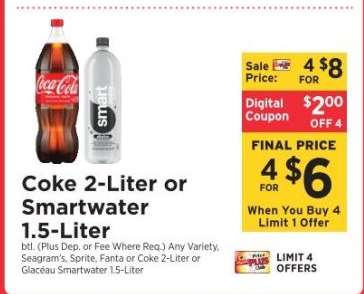 Coke 2-Liter or Smartwater 1.5-Liter