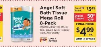 Angel Soft Bath Tissue Mega Roll 8-Pack