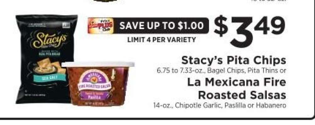 Stacy's Pita Chips or La Mexicana Fire Roasted Salsas