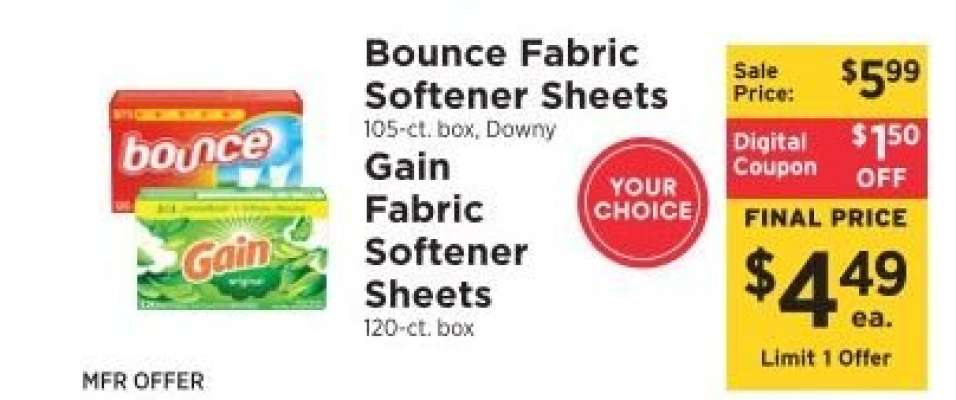 Bounce Fabric Softener Sheets / Gain Fabric Softener Sheets