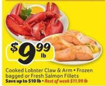 Cooked Lobster Claw & Arm • Frozen bagged or Fresh Salmon Fillets